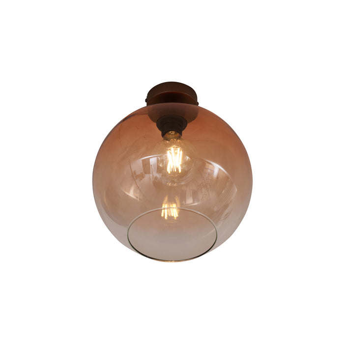 QAZQA Art Deco plafondlamp donkerbrons met bruin glas - Sandra