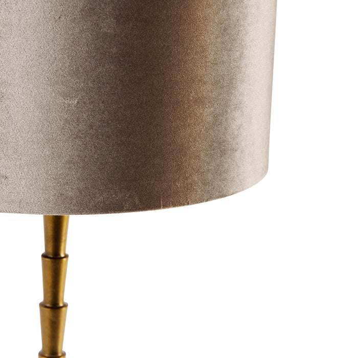 QAZQA Tafellamp brons met velours kap taupe 35cm - Pisos
