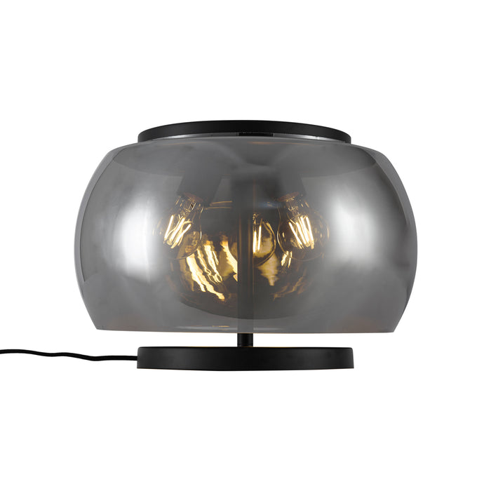 QAZQA Design tafellamp zwart met smoke glas 3-lichts - Bino