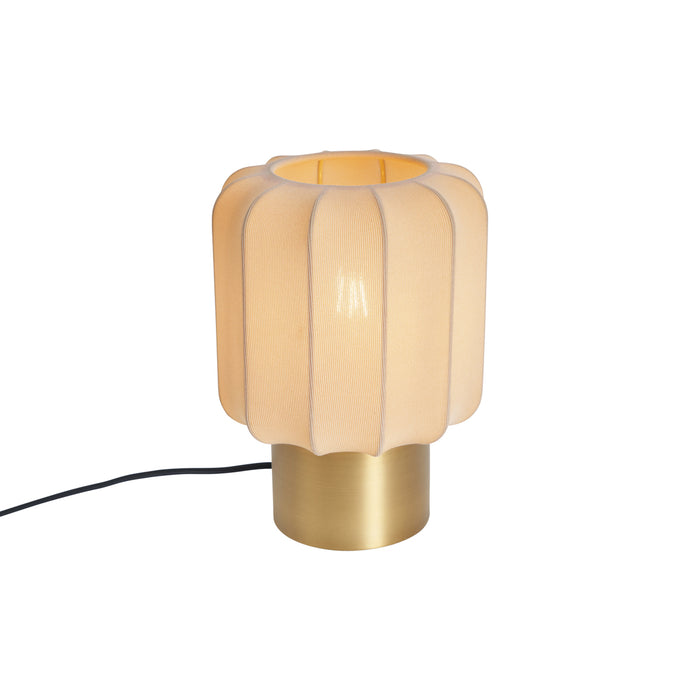 QAZQA Japandi tafellamp goud met beige kap - Pluni