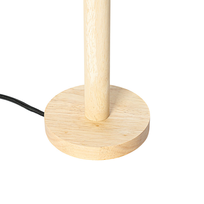 QAZQA Tafellamp hout met velours kap taupe 35cm - Mels