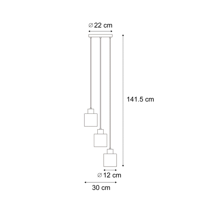 QAZQA Moderne hanglamp zwart met smoke glas 3-lichts - Dame
