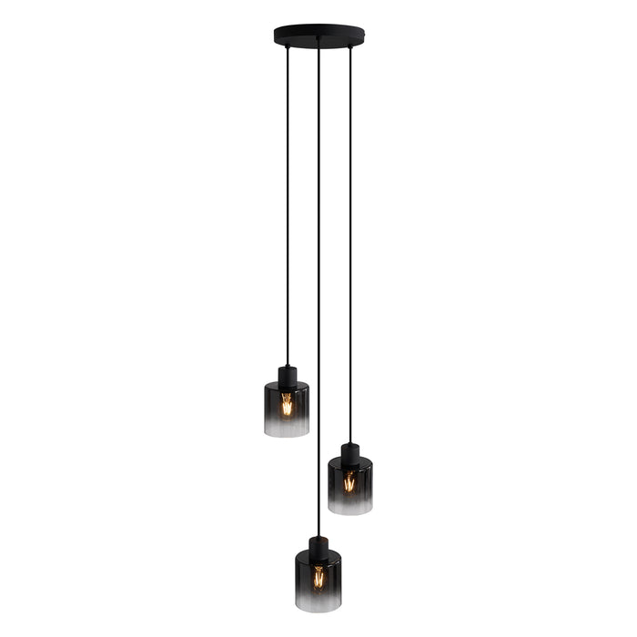 QAZQA Moderne hanglamp zwart met smoke glas 3-lichts - Dame