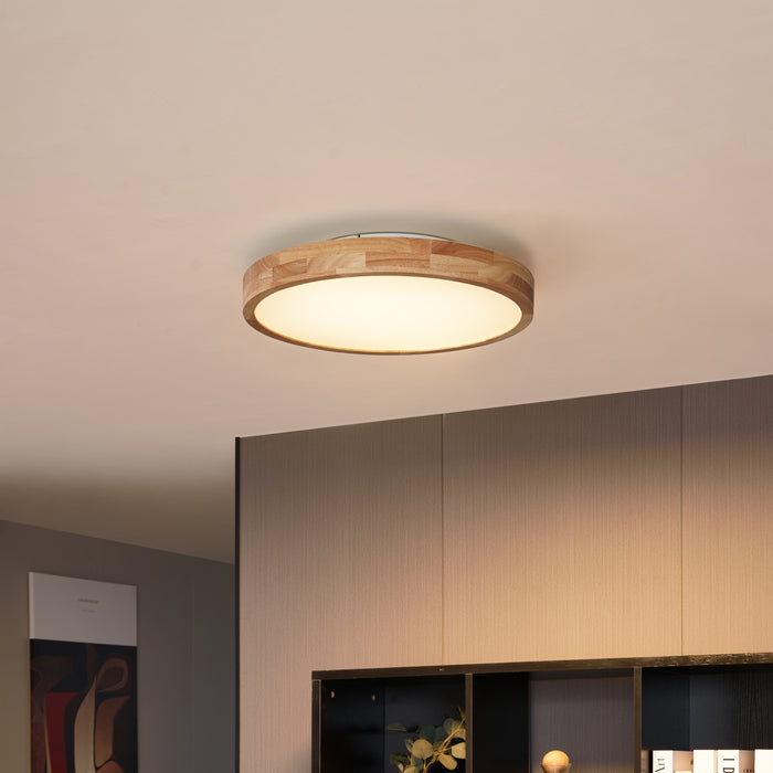 QAZQA Scandinavische plafondlamp hout 50cm incl. LED dimbaar - Pecker