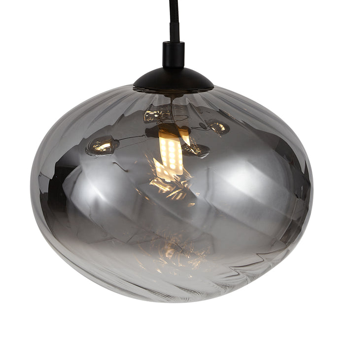 QAZQA Moderne hanglamp zwart met smoke glas 9-lichts - Jia