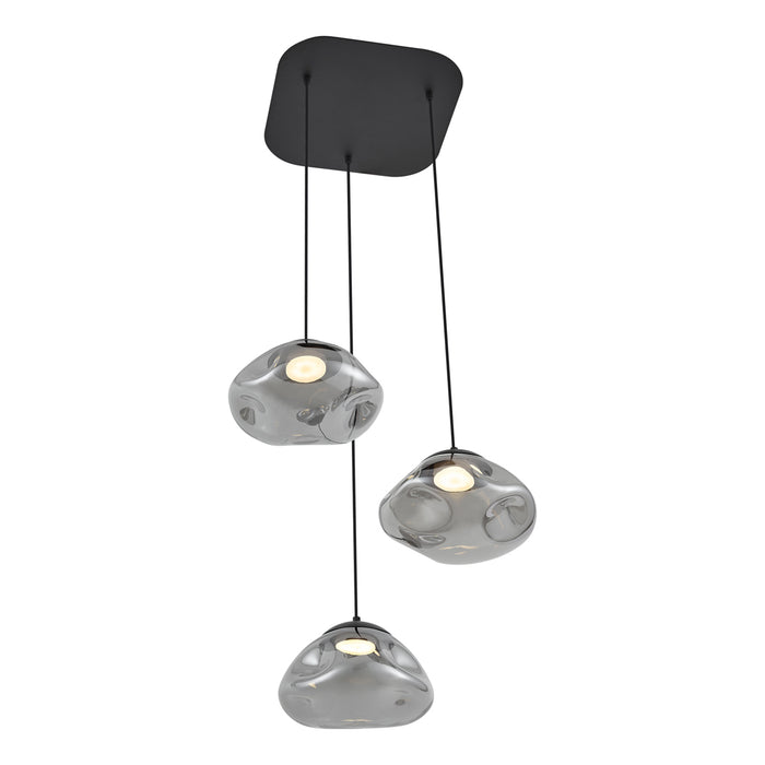 QAZQA Design hanglamp zwart met smoke glas 3-lichts - Gus