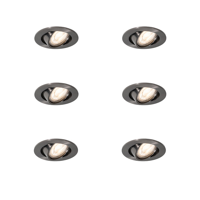 QAZQA Set van 6 moderne inbouwspots gunmetal GU10 50mm rond
