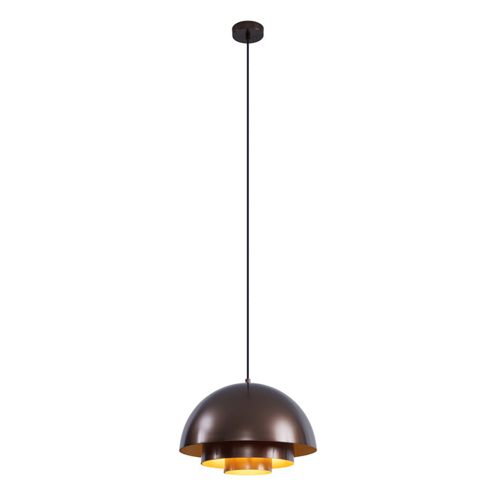 QAZQA Scandinavische hanglamp donkerbrons met gouden binnenkant -