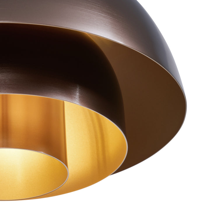 QAZQA Scandinavische hanglamp donkerbrons met gouden binnenkant -