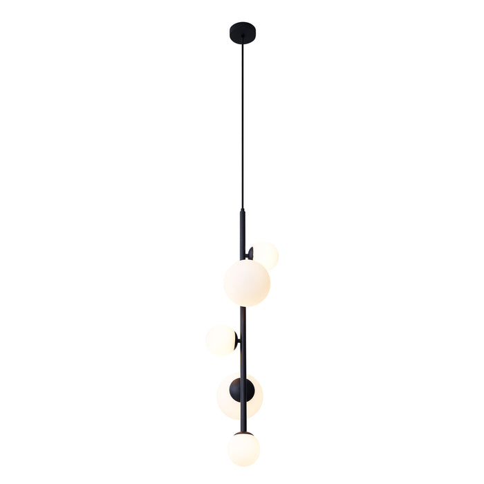 QAZQA Design hanglamp zwart met mat glas 5-lichts - Vertical