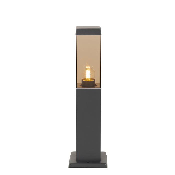 QAZQA Smart buitenlamp paal donkergrijs met smoke 45 cm incl. Wifi
