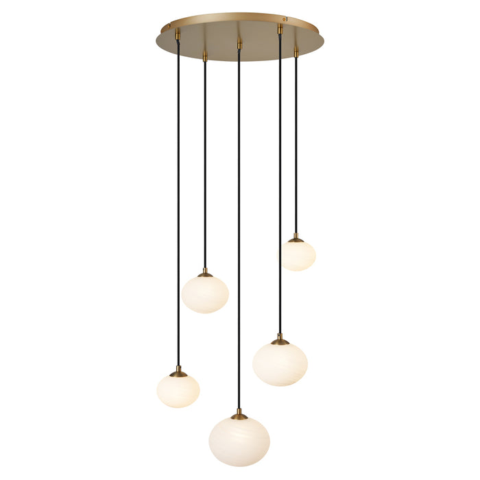 QAZQA Art Deco hanglamp goud met opaal glas 5-lichts - Yani