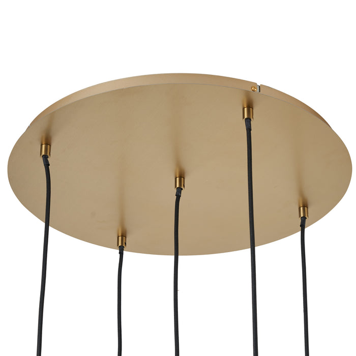 QAZQA Art Deco hanglamp goud met opaal glas 5-lichts - Yani