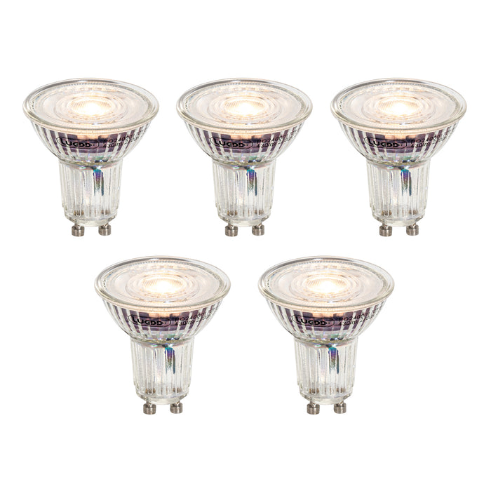 LUEDD Set van 5 GU10 50mm dimbare LED lampen helder 4.9W 430 lm 2700K