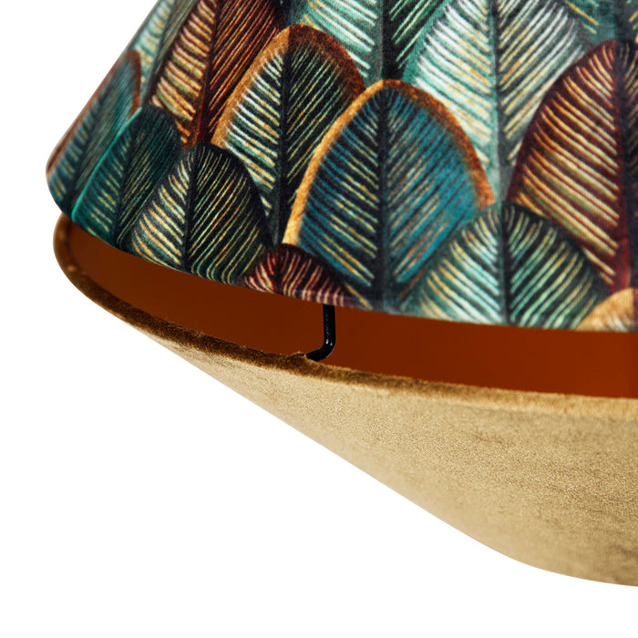 QAZQA Hanglamp zwart met dubbele velours lampenkap blad dessin en