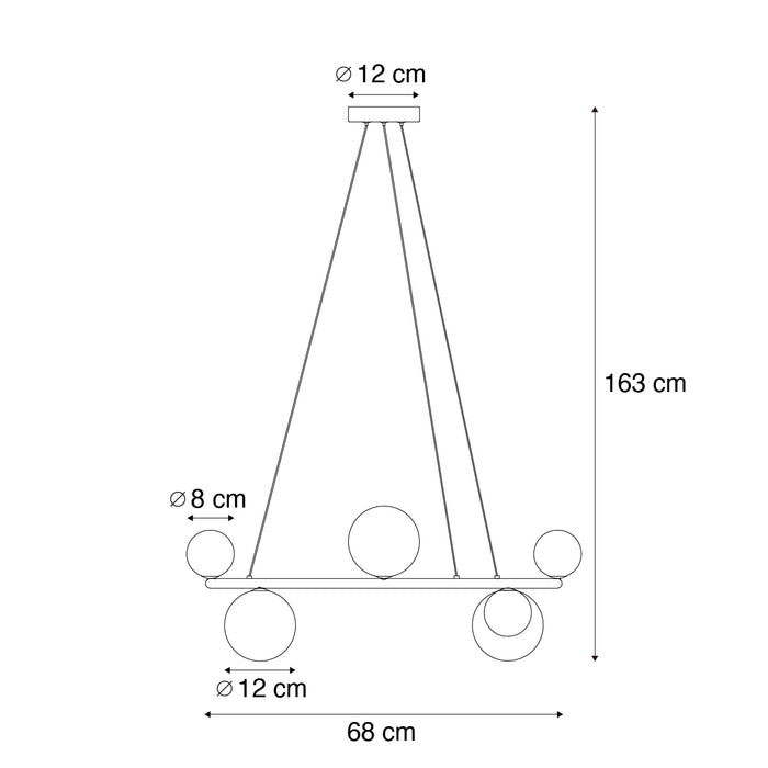 QAZQA Hanglamp zwart met smoke en amber glas rond 8-lichts - Monaco