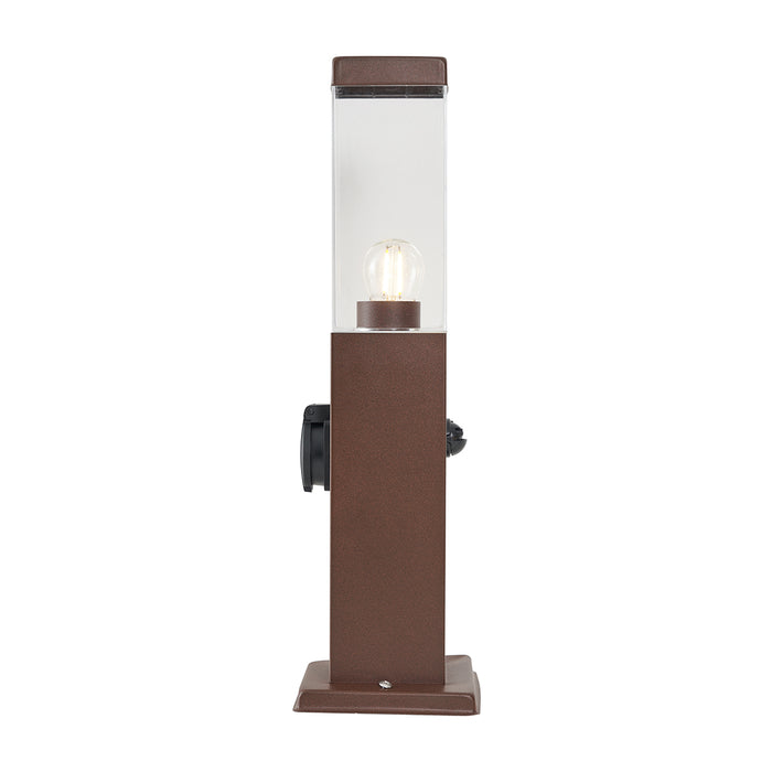 QAZQA Buitenlamp roestbruin met helder glas 45cm IP44 met stopcontact