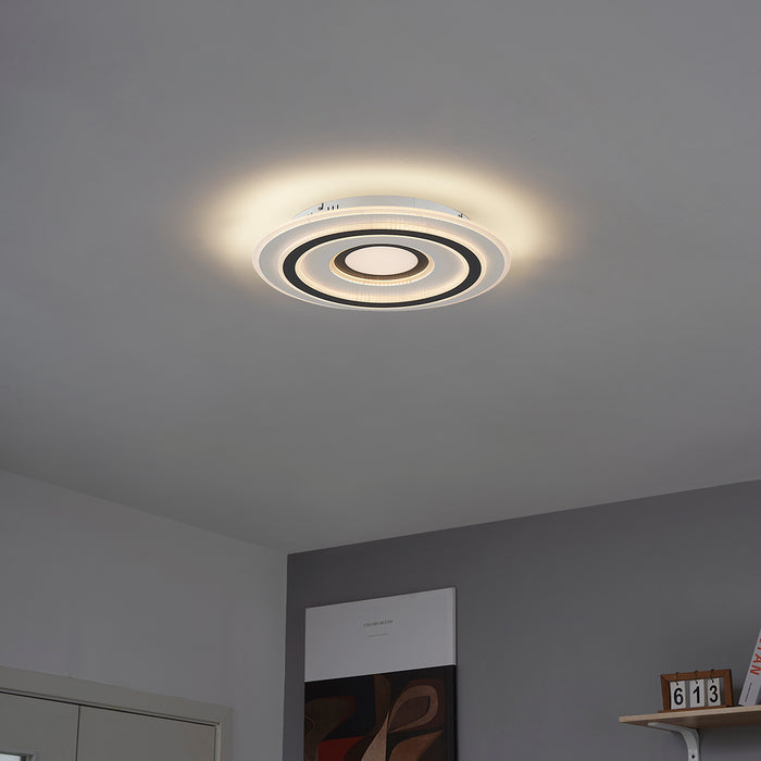 QAZQA Design plafondlamp wit met donkergrijs rond incl. LED dimbaar -