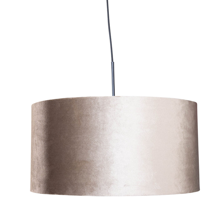 QAZQA Hanglamp zwart met velours kap taupe 50cm - Combi 1