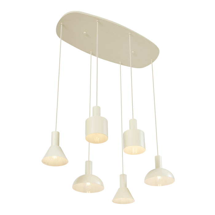 QAZQA Scandinavische hanglamp creme 6-lichts - Biles