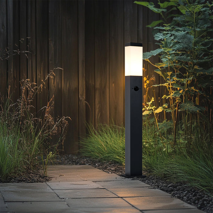 QAZQA Buitenlamp donkergrijs met opaal glas 80cm IP44 met stopcontact