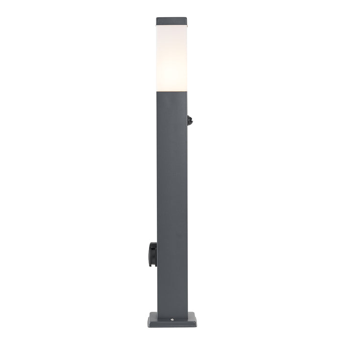 QAZQA Buitenlamp donkergrijs met opaal glas 80cm IP44 met stopcontact