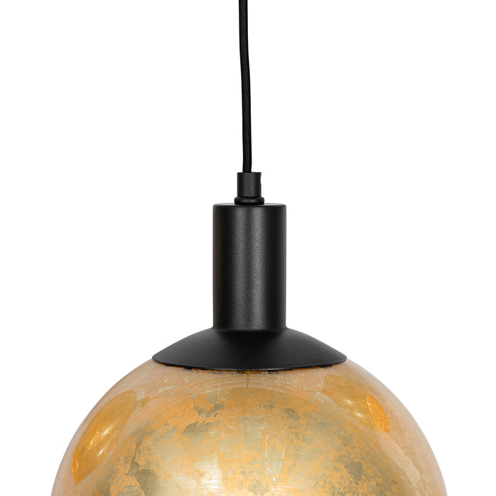 QAZQA Smart hanglamp zwart met goud glas 7-lichts incl. 7 Wifi A60 -