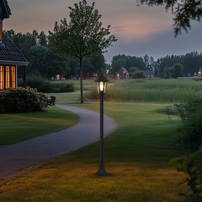 QAZQA Klassieke buitenpaal zwart 122cm IP44 - New Haven Hammered