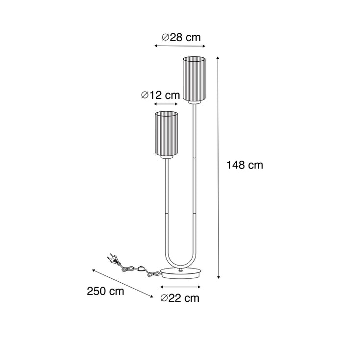 QAZQA Smart vloerlamp zwart met smoke glas 2-lichts incl. 2 Wifi ST64