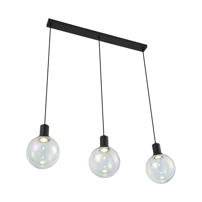 QAZQA Design hanglamp zwart met regenboog glas langwerpig 3-lichts -