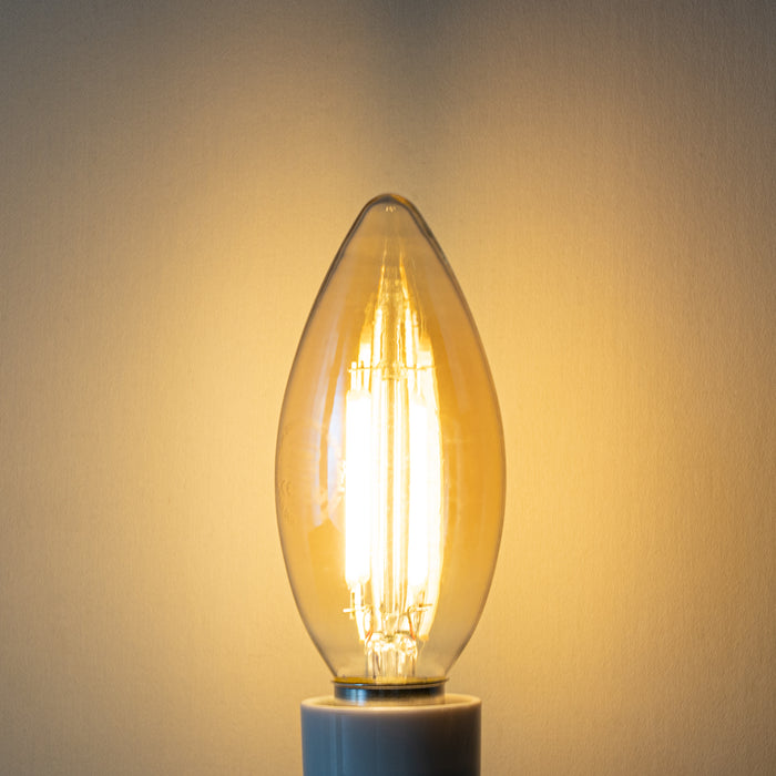 LUEDD E14 dimbare LED lamp B35 goud 4W 450 lm 2200K