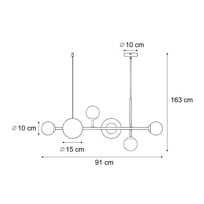 QAZQA Hotel Chique hanglamp goud met opaal wit glas 6-lichts - Monaco