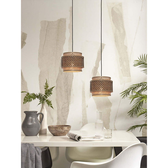 GOOD&MOJO Hanglamp Bhutan - Bamboe|Zwart - Ø25cm