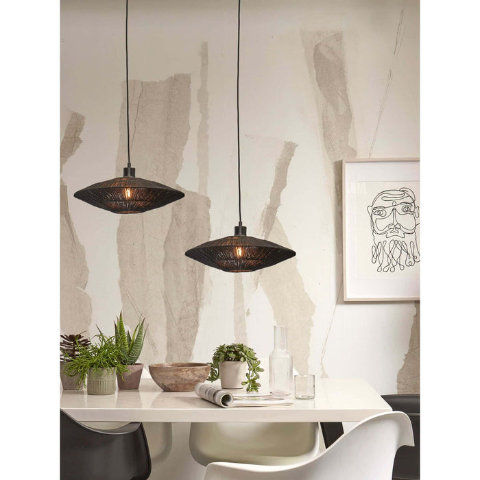 GOOD&MOJO Hanglamp Iguazu - Jute Zwart - Ø40x12cm