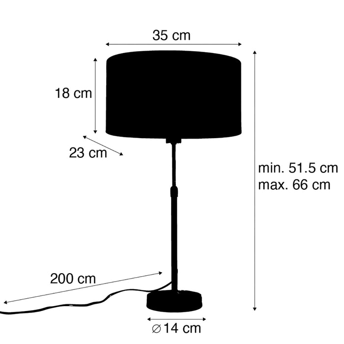 QAZQA Tafellamp brons met ovale velours kap groen 35cm - Parte
