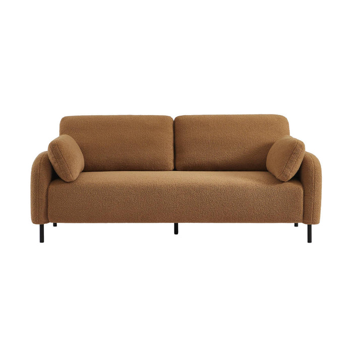 sweeek - 3-zits bank in wit bouclé en metalen onderstel