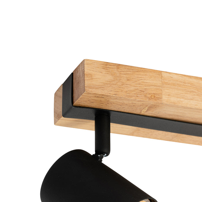 QAZQA Smart plafondspot zwart met hout 2-lichts draai- en kantelbaar