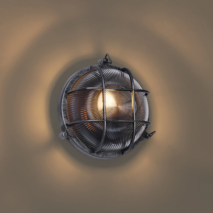 QAZQA Buiten wandlamp zilver rond IP44 - Noutica