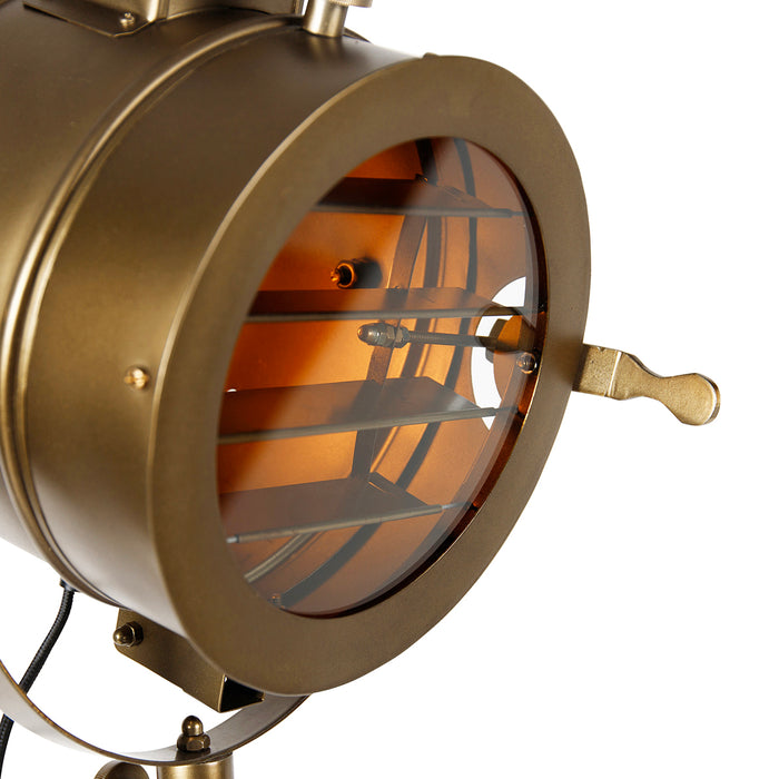 QAZQA Smart tripod vloerlamp brons met hout studiospot incl. Wifi A60