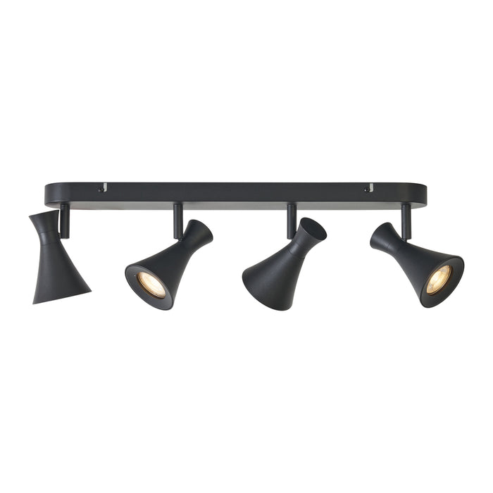 QAZQA Moderne plafondspot zwart 4-lichts draai- en kantelbaar -