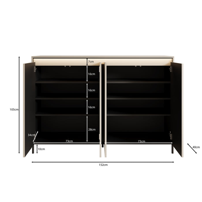 Meubella - Dressoir Timoteo - Beige - 152 cm