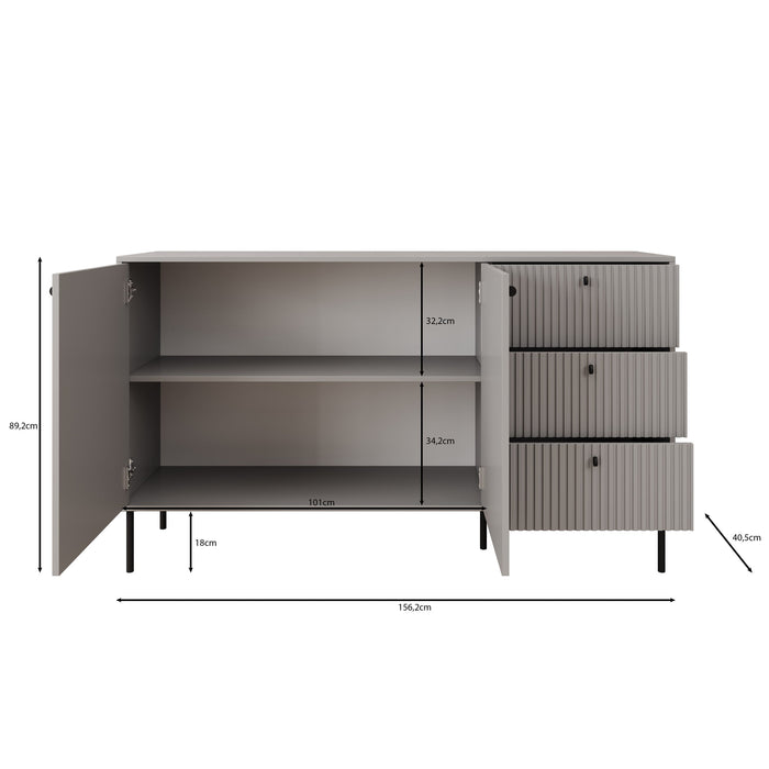 Meubella - Dressoir Ilux - Grijs - 156 cm