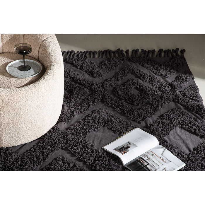 Hioshop Hilma vloerkleed 300x200cm donkergrijs.