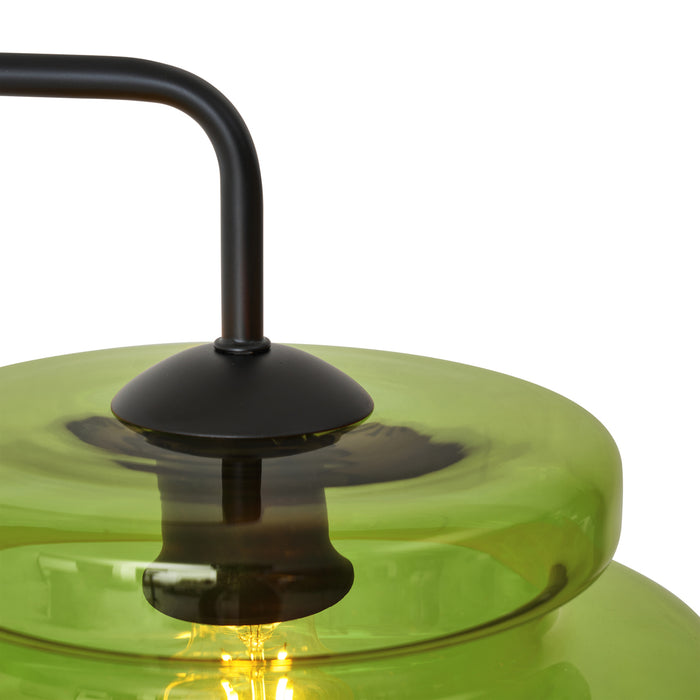 QAZQA Retro vloerlamp zwart met groen glas - Denise