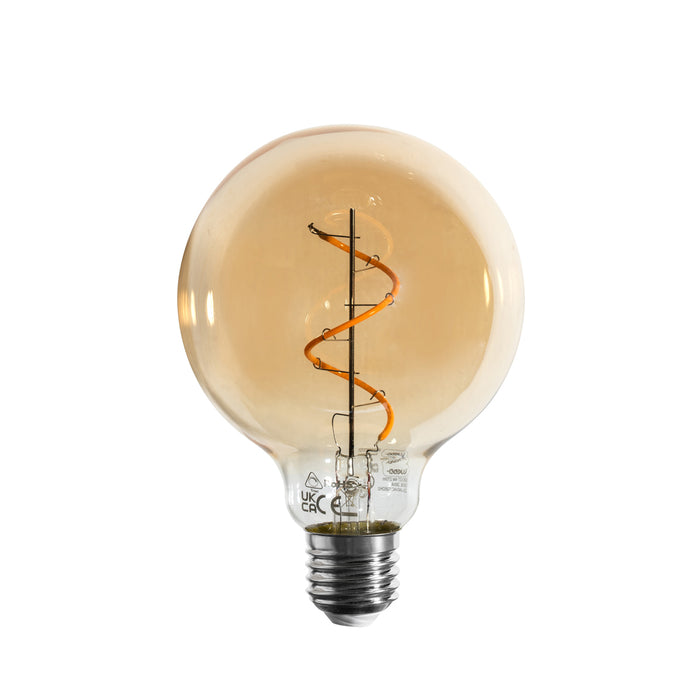 LUEDD E27 dimbare LED lamp spiraal filament G95 goud 4W 270 lm 2100K