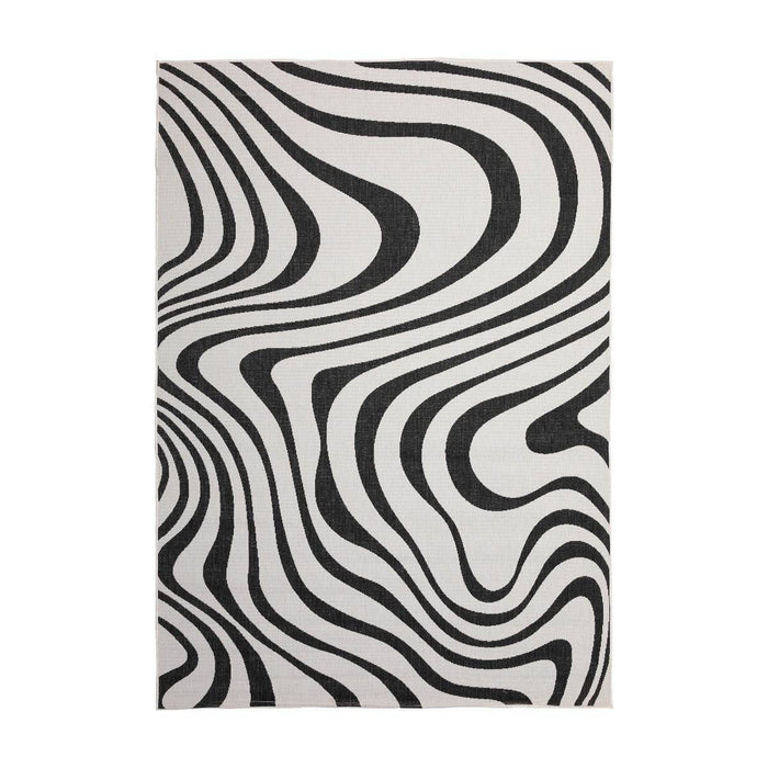 Interieur05 Buitenkleed Swirl Rechthoek - Zwart - Dubbelzijdig