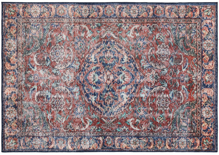Eva Interior Vintage Vloerkleed Hatice Blauw |Bordeaux Rood