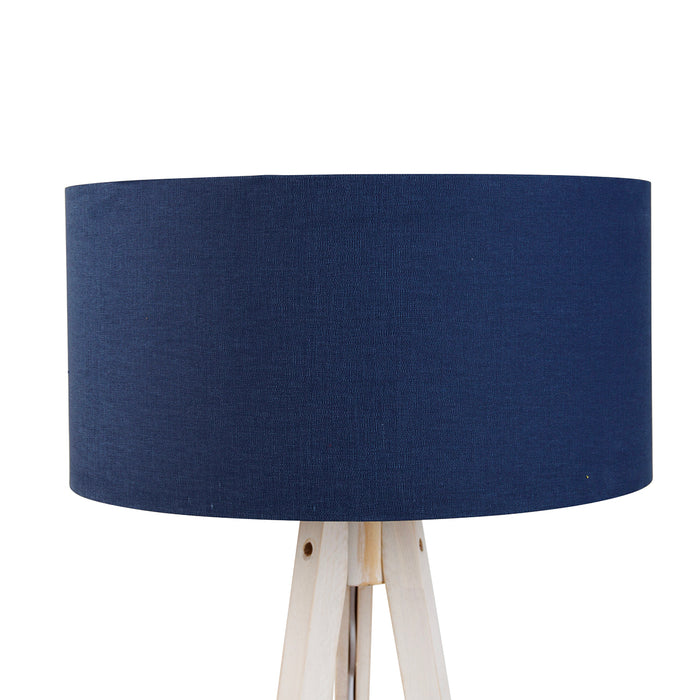 QAZQA Vloerlamp tripod wit met stoffen kap donkerblauw 50cm - Tripod