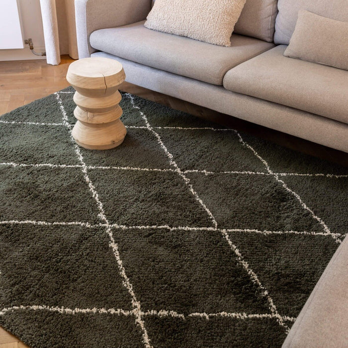 Interieur05 Vloerkleed Berber Kriskros Groen|Wit 200x290cm