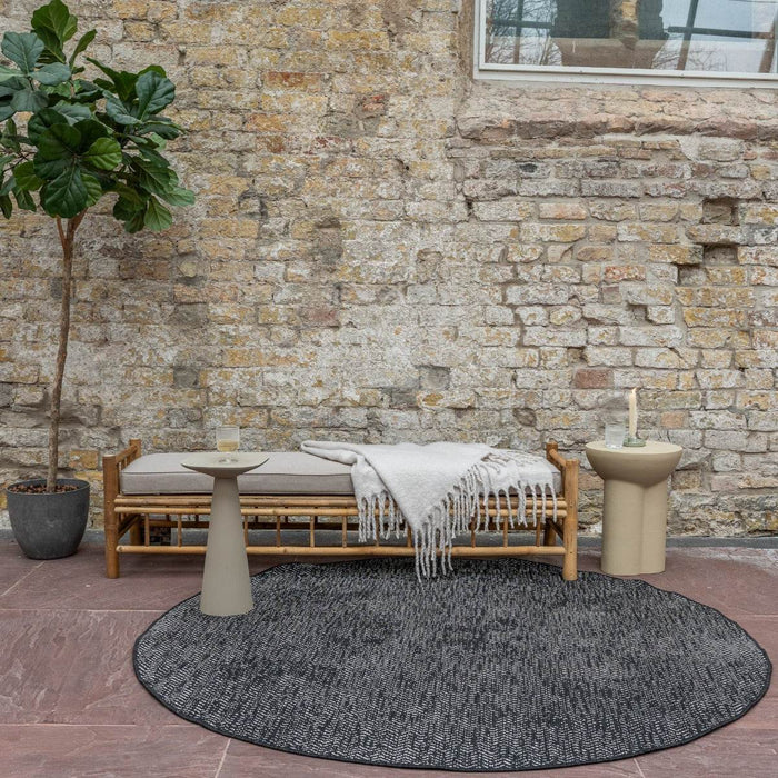 Eva Interior Buitenkleed Dahl Rond - Zwart - Dubbelzijdig